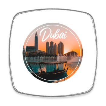 Dubai Sonnenuntergang Skyline Boot - Viereckiger Kühlschrankmagnet - Weiß - Vorne