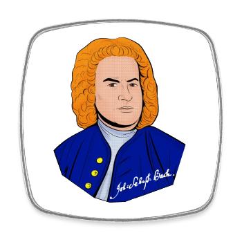 Johann Sebastian Bach in vintage style - Square fridge magnet - white - Front