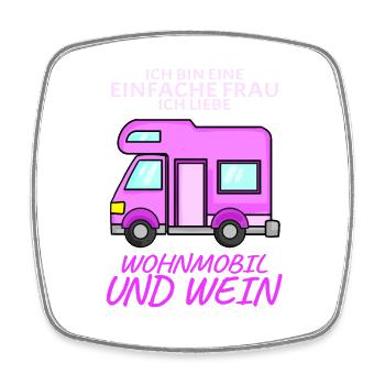 Wohnmobil und Wein - Viereckiger Kühlschrankmagnet - Weiß - Vorne
