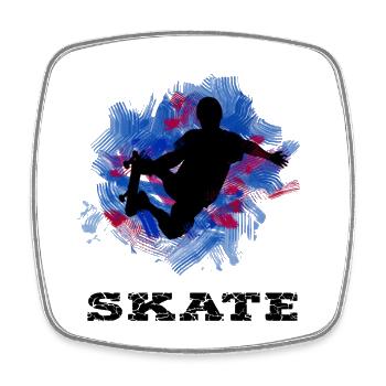 Skateboard - Viereckiger Kühlschrankmagnet - Weiß - Vorne