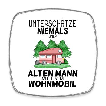 Alter Mann Wohnmobil - Viereckiger Kühlschrankmagnet - Weiß - Vorne
