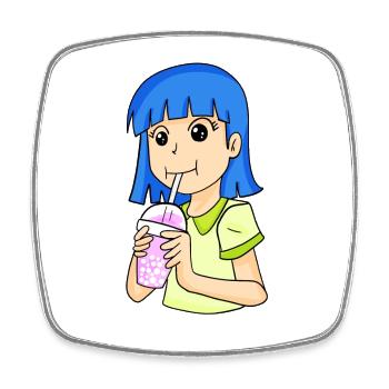 Anime fille avec bubble tea - Magnet carré - blanc - Devant