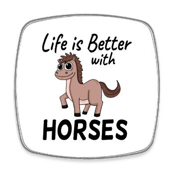 Proverbes de chevaux - Magnet carré - blanc - Devant