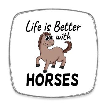 Proverbes de chevaux - Magnet carré - blanc - Devant