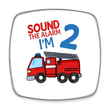 2 Feuerwehr zum 2. Geburtstag Geschenk - Viereckiger Kühlschrankmagnet - Weiß - Vorne