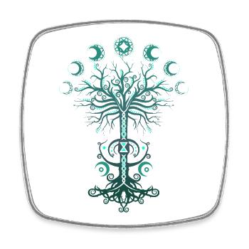 Ygdrassil Moon Phase Lebensbaum Occult Pagan - Viereckiger Kühlschrankmagnet - Weiß - Vorne