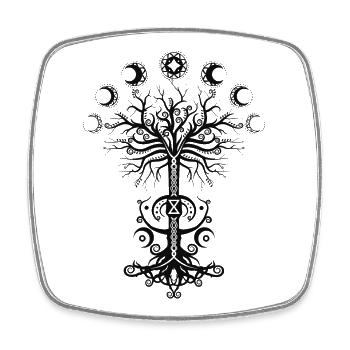 Ygdrassil Moon Phase Lebensbaum Occult Pagan - Viereckiger Kühlschrankmagnet - Weiß - Vorne