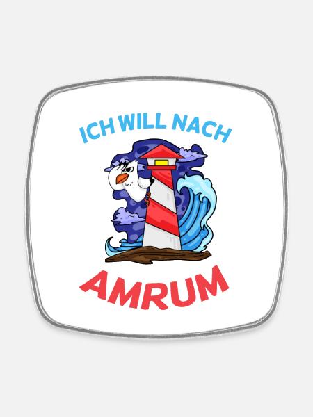Amrum Nordsee - Viereckiger Kühlschrankmagnet - Weiß