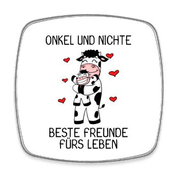Onkel Nichte Familie Spruch Kuh Baby - Viereckiger Kühlschrankmagnet - Weiß - Vorne