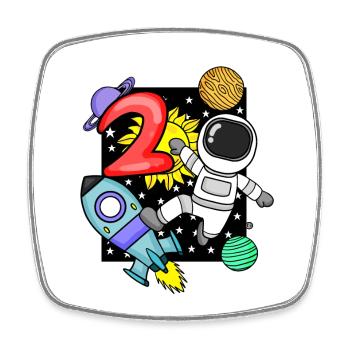 2ème anniversaire astronaute 2 ans cadeau garçon - Magnet carré - blanc - Devant