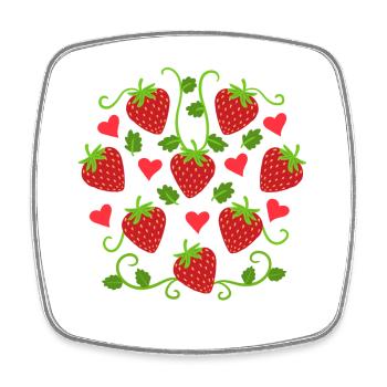 Erdbeeren Erdbeere Obst - Viereckiger Kühlschrankmagnet - Weiß - Vorne