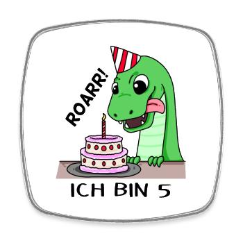 5. Geburtstag Dino Geburtstag Ich bin 5 - Viereckiger Kühlschrankmagnet - Weiß - Vorne