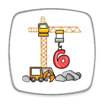Enfants t-shirts d’anniversaire Bagger 6 Jeune Chantier 6 - Magnet carré - blanc - Devant