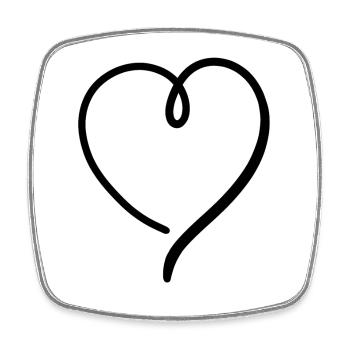 Heart Black Modern - Square fridge magnet - white - Front