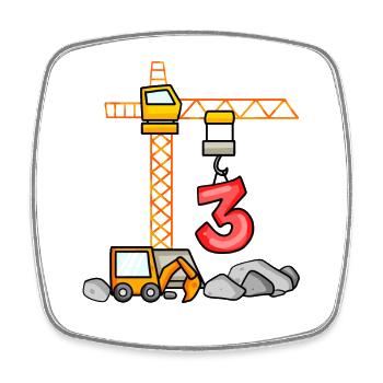 Enfants t-shirts d’anniversaire Bagger 3 Jeune Chantier 3 - Magnet carré - blanc - Devant