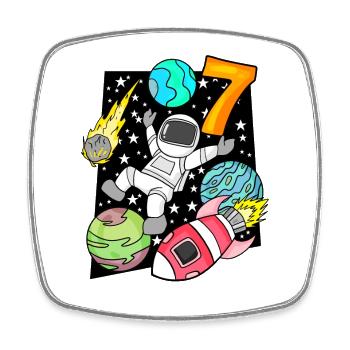 7ème anniversaire - Astronaute garçon anniversaire d’enfant - Magnet carré - blanc - Devant