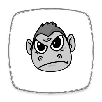 Gorilla angry - Square fridge magnet - white - Front