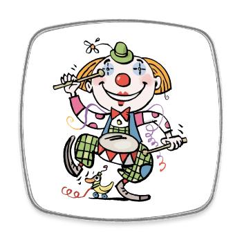 Cartoon Clown Drummer Design - Square fridge magnet - white - Front