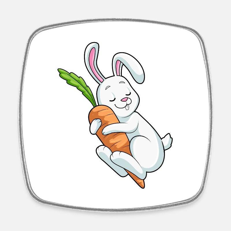 Hase Karotte - Viereckiger Kühlschrankmagnet - Weiß