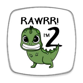 2nd birthday - 2 years old - I'm 2 - Square fridge magnet - white - Front