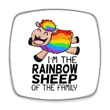 Arc-en-ciel mouton - LGBT mouton famille cadeau - Magnet carré - blanc - Devant
