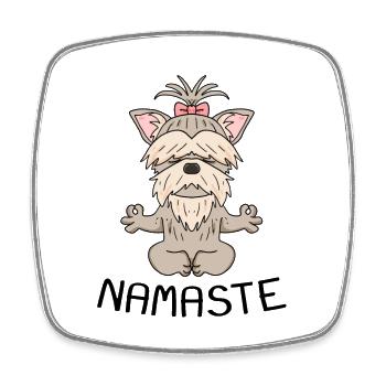 Dog Yoga Namaste Yorkshire Terrier Meditation - Square fridge magnet - white - Front