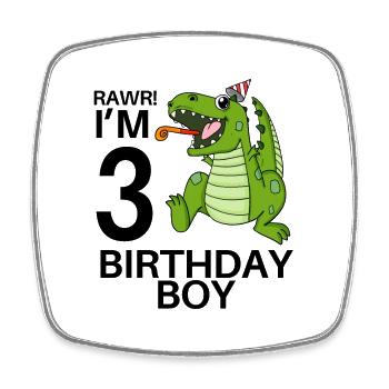 3rd birthday - 3 years old - children's birthday party - Square fridge magnet - white - Front