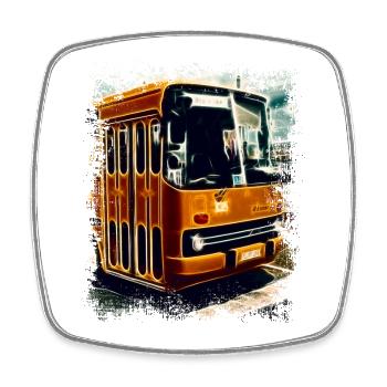 Vintage Ikarus Bus - Viereckiger Kühlschrankmagnet - Weiß - Vorne