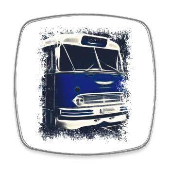 Ikarus 55 Bus - Viereckiger Kühlschrankmagnet - Weiß - Vorne