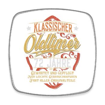 72. Geburtstag Oldtimer - Viereckiger Kühlschrankmagnet - Weiß - Vorne