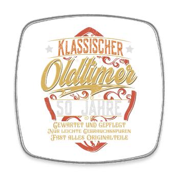 50. Geburtstag Oldtimer - Viereckiger Kühlschrankmagnet - Weiß - Vorne
