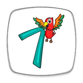 7th Birthday Parrot - 7 years old gift - Square fridge magnet - white - Front
