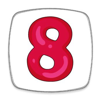 Nummer 8 - Zahl 8 - Viereckiger Kühlschrankmagnet - Weiß - Vorne