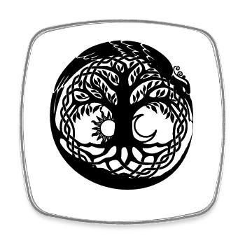 Tree of Life Circle Design - Square fridge magnet - white - Front