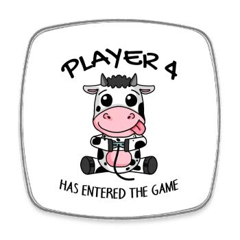 Player 4 Cow Offspring Pregnancy Gaming - Square fridge magnet - white - Front