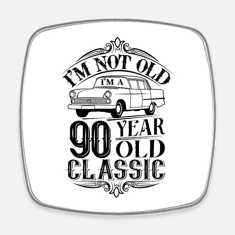 90e anniversaire classique - Magnet carré - blanc
