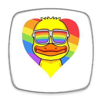 LGBT coeur avec l’arc-en-ciel canard - Magnet carré - blanc - Devant