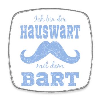 Lustiges Bart Motiv - Viereckiger Kühlschrankmagnet - Weiß - Vorne
