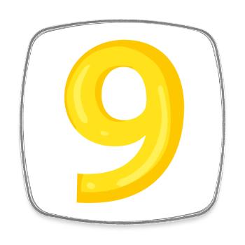 9 jaune - Magnet carré - blanc - Devant