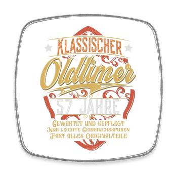 57. Geburtstag Oldtimer - Viereckiger Kühlschrankmagnet - Weiß - Vorne