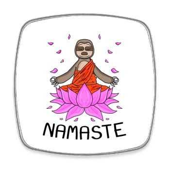Yoga Namaste paresseux - Magnet carré - blanc - Devant