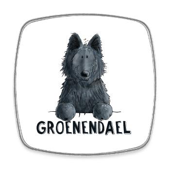 Happy Groenendael I Hund Kopf I Comic - Viereckiger Kühlschrankmagnet - Weiß - Vorne