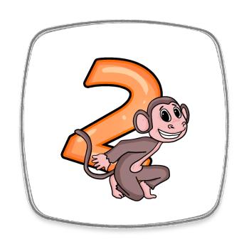 2 years - monkey - 2nd birthday motif - Square fridge magnet - white - Front