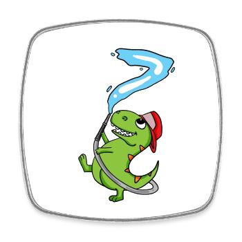 7th Birthday Dinosaur Fire Brigade Gift - Square fridge magnet - white - Front