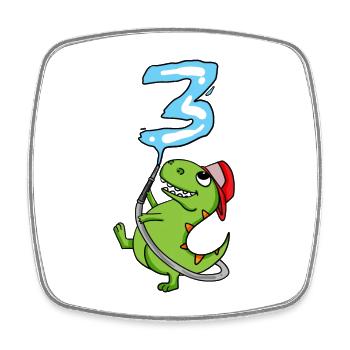 3rd Birthday Dinosaur Fire Brigade Gift - Square fridge magnet - white - Front