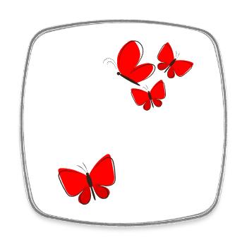 Cadre papillon en forme de fleurs en forme de cœur - Magnet carré - blanc - Devant