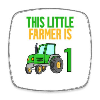 Tracteur 1 ans Garçon 1er anniversaire fils - Magnet carré - blanc - Devant