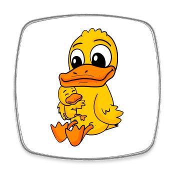 Canard famille - Canard avec bébé - Canard - Magnet carré - blanc - Devant