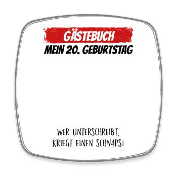 Gästebuch 20. Geburtstag Gästeliste 20 Jahre - Viereckiger Kühlschrankmagnet - Weiß - Vorne