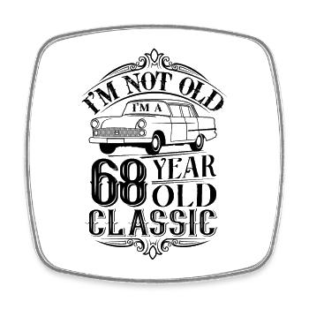 68th Birthday Classic Oldtimer - Square fridge magnet - white - Front